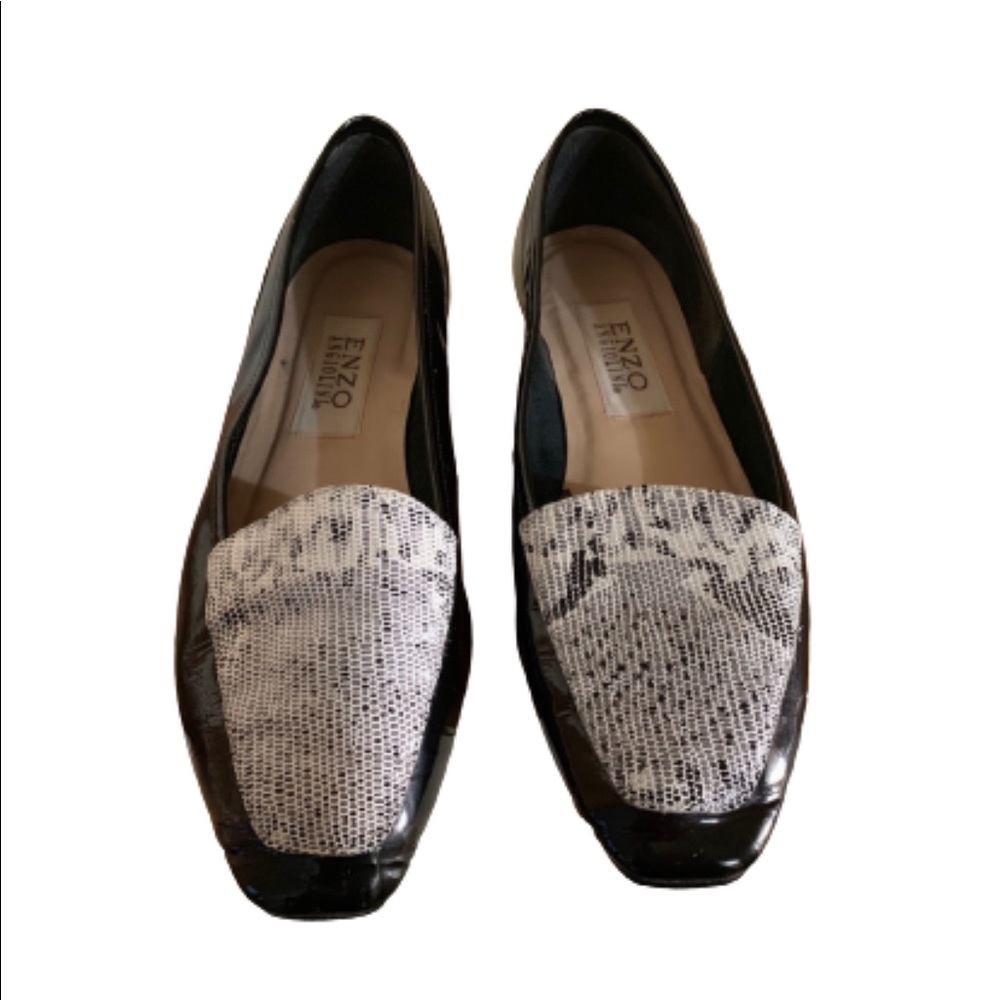 Enzo Angiolini black snakeskin loafers Size 8